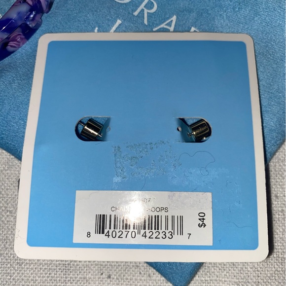 NWT Draper James Chainlink Bracelet & Hoop Earrings matching set purple tortoise - Picture 4 of 12